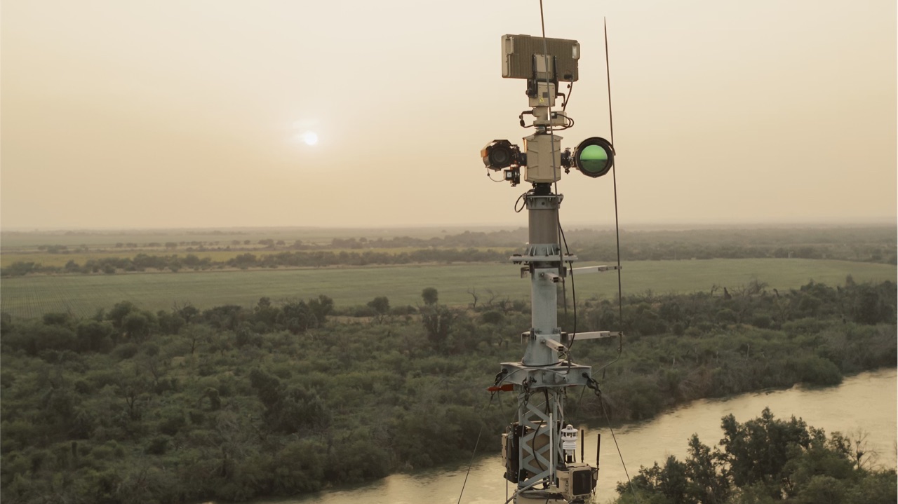 Sentry sensing tower at dusk